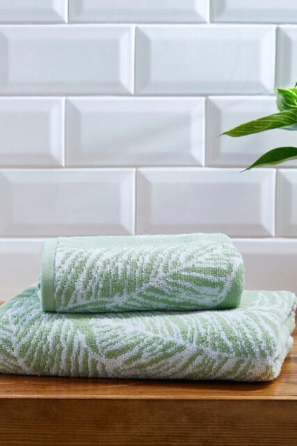 Fusion 'Matteo' Luxury 100% Cotton Leaf Motif Jacquard Towel in Khaki - image 1