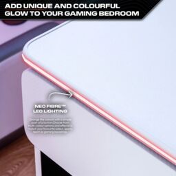 X Rocker Carbon-Tek 120cm LED Gaming Desk with Drawer & Charging in White - thumbnail 3