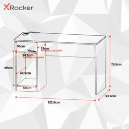 X Rocker Carbon-Tek 120cm LED Gaming Desk with Drawer & Charging in White - thumbnail 6