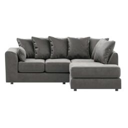 Furnishings For Less UK Brooklyn Plush Velvet 3 to 4 Seater L Shaped Corner Sofa Right Hand Facing in Grey - thumbnail 2