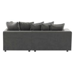 Furnishings For Less UK Brooklyn Plush Velvet 3 to 4 Seater L Shaped Corner Sofa Right Hand Facing in Grey - thumbnail 4