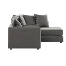 Furnishings For Less UK Brooklyn Plush Velvet 3 to 4 Seater L Shaped Corner Sofa Right Hand Facing in Grey - thumbnail 3