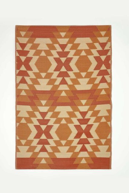 Homescapes Luxury Outdoor Rug Waterproof Reversible for Garden, Orange Anya Aztec - Size: 150 cm x 240 cm - image 1