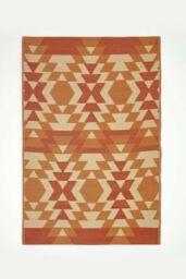 Homescapes Luxury Outdoor Rug Waterproof Reversible for Garden, Orange Anya Aztec - Size: 150 cm x 240 cm