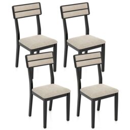 Gymax Upholstered Kitchen Chairs Set of 4 Modern Dining Chairs-Black in Black - Size: 4 Pack - thumbnail 1