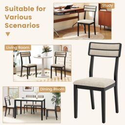 Gymax Upholstered Kitchen Chairs Set of 4 Modern Dining Chairs-Black in Black - Size: 4 Pack - thumbnail 7
