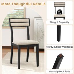 Gymax Upholstered Kitchen Chairs Set of 4 Modern Dining Chairs-Black in Black - Size: 4 Pack - thumbnail 8