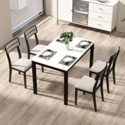 Gymax Upholstered Kitchen Chairs Set of 4 Modern Dining Chairs-Black in Black - Size: 4 Pack - thumbnail 9