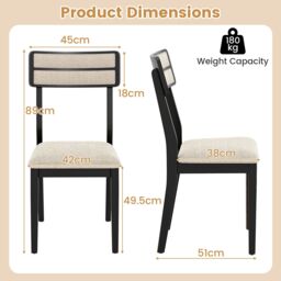 Gymax Upholstered Kitchen Chairs Set of 4 Modern Dining Chairs-Black in Black - Size: 4 Pack - thumbnail 2