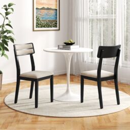 Gymax Upholstered Kitchen Chairs Set of 4 Modern Dining Chairs-Black in Black - Size: 4 Pack - thumbnail 3