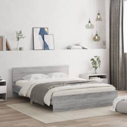Berkfield Home Bed Frame with LED without Mattress Grey Sonoma 160x200 cm - thumbnail 2