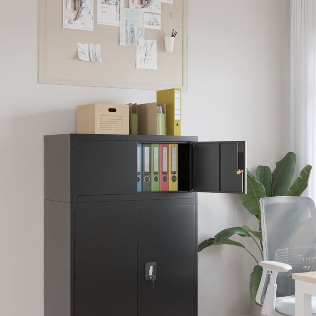 Berkfield Home File Cabinet Black 90x40x40 cm Steel - Size: 90 x 40 x 40 cm - image 1