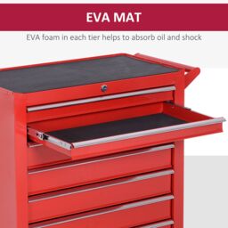 DURHAND Roller Tool Cabinet 7 Drawers Storage Chest Box Swivel Garage Workshop in Red - thumbnail 6