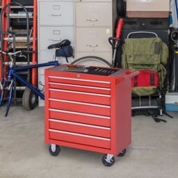DURHAND Roller Tool Cabinet 7 Drawers Storage Chest Box Swivel Garage Workshop in Red