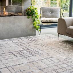 Kukoon Grey Striped Beige Abstract Soft Pile Living Room Area Rug - Size: 80 cm x 150 cm - thumbnail 4