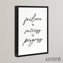 "Artery8 Failure Success In Progress Simple Motivational Framed Canvas Art in White - Size: W12"" x H16""" - thumbnail 2