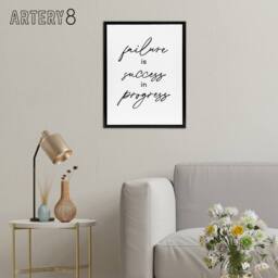 "Artery8 Failure Success In Progress Simple Motivational Framed Canvas Art in White - Size: W12"" x H16""" - thumbnail 3