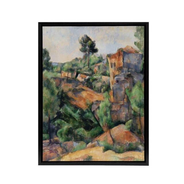 "Artery8 Bibemus Quarry Cubist Landscape Paul Cezanne Framed Canvas Wall Art - Size: W12"" x H16""" - image 1