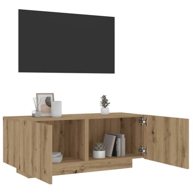 Berkfield Home TV Cabinet Artisan Oak 100x35x40 cm Engineered Wood in Brown - Size: 100 x 35 x 40 cm - image 1
