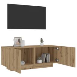 Berkfield Home TV Cabinet Artisan Oak 100x35x40 cm Engineered Wood in Brown - Size: 100 x 35 x 40 cm - thumbnail 1