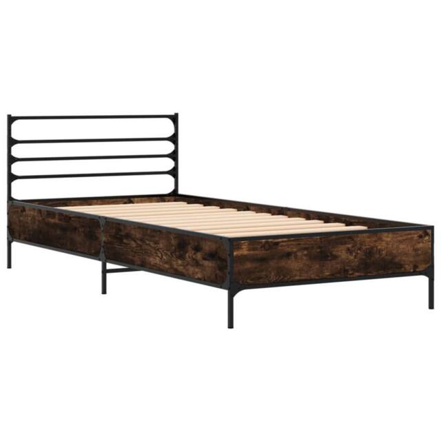 Berkfield Home Durable Bed Frame without Mattress Smoked Oak 90x190 cm Single in Brown - image 1
