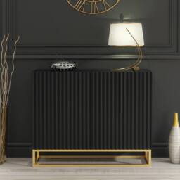 Creative Furniture Ripple Sideboard 100cm - Modern Fluted Design with Push to Open doors in Black - thumbnail 2