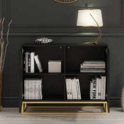 Creative Furniture Ripple Sideboard 100cm - Modern Fluted Design with Push to Open doors in Black - thumbnail 4
