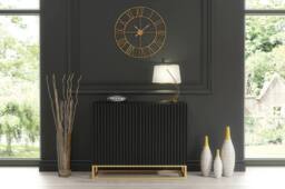 Creative Furniture Ripple Sideboard 100cm - Modern Fluted Design with Push to Open doors in Black - thumbnail 7