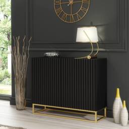 Creative Furniture Ripple Sideboard 100cm - Modern Fluted Design with Push to Open doors in Black
