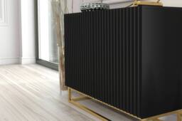 Creative Furniture Ripple Sideboard 100cm - Modern Fluted Design with Push to Open doors in Black - thumbnail 9