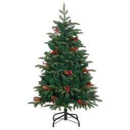 Berkfield Home Beautiful Artificial Hinged Christmas Tree with Cones & Berries in Green - thumbnail 3