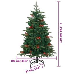 Berkfield Home Beautiful Artificial Hinged Christmas Tree with Cones & Berries in Green - thumbnail 9