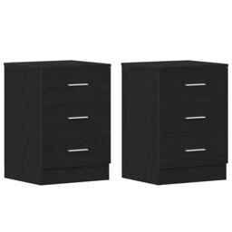 Berkfield Home Bedside Cabinets 2 pcs Black Oak 38x35x55 cm Engineered Wood - Size: 38 x 35 x 55 cm - thumbnail 3