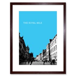 "Artery8 Wall Art Print Royal Mile Edinburgh Scotland Famous Street Sky Blue Framed Art in Brown - Size: W7"" x H9""" - thumbnail 1