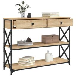Berkfield Home Console Table Sonoma Oak 100x28x75 cm Engineered Wood in Light Tan - Size: 100 x 28 x 75 cm - thumbnail 4
