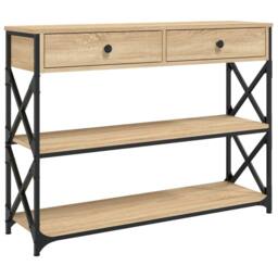 Berkfield Home Console Table Sonoma Oak 100x28x75 cm Engineered Wood in Light Tan - Size: 100 x 28 x 75 cm