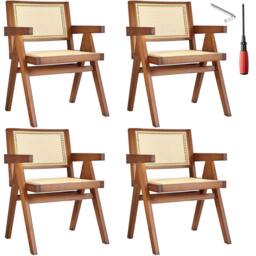 tectake Dining Chair Lizzy Set Of 4 - Dark Oak in Dark Brown - Size: 4 Pack