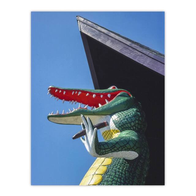 "Artery8 Gatorland Zoo Alligator With Cigar Margolies Wall Art Poster Print in Blue - Size: W18"" x H24""" - image 1