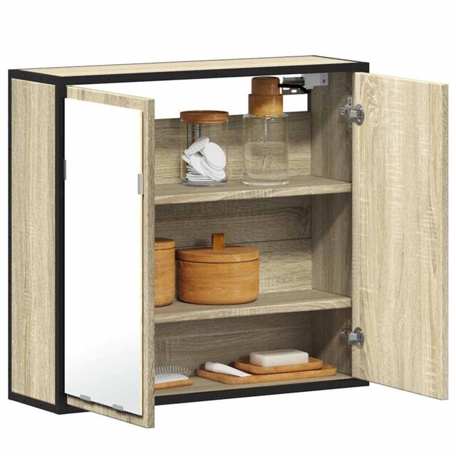Berkfield Home Bathroom Mirror Cabinet Sonoma Oak 65x20x60 cm Engineered Wood in Brown - Size: 65 x 20 x 60 cm - image 1