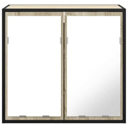 Berkfield Home Bathroom Mirror Cabinet Sonoma Oak 65x20x60 cm Engineered Wood in Brown - Size: 65 x 20 x 60 cm - thumbnail 5