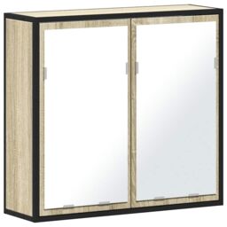 Berkfield Home Bathroom Mirror Cabinet Sonoma Oak 65x20x60 cm Engineered Wood in Brown - Size: 65 x 20 x 60 cm - thumbnail 2