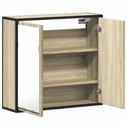 Berkfield Home Bathroom Mirror Cabinet Sonoma Oak 65x20x60 cm Engineered Wood in Brown - Size: 65 x 20 x 60 cm - thumbnail 8