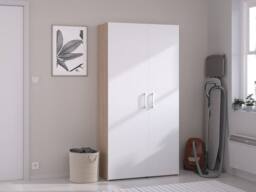 Vente-unique Utility Room Storage - Light Natural & White - W92 X H184 Cm in Light Oak - thumbnail 1