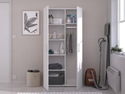 Vente-unique Utility Room Storage - Light Natural & White - W92 X H184 Cm in Light Oak - thumbnail 8