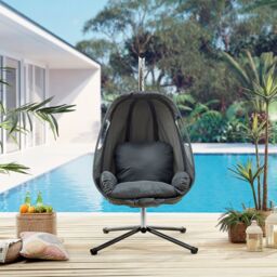 LIVIVO Hanging Swing Chair with Foldable Design in Grey - thumbnail 5