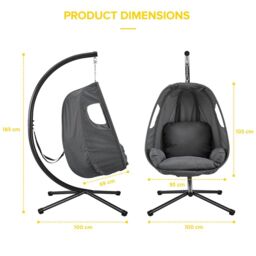 LIVIVO Hanging Swing Chair with Foldable Design in Grey - thumbnail 6