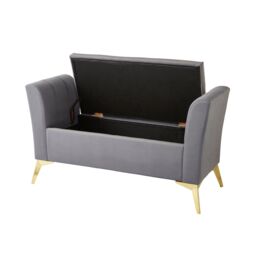 GFW Pettine Velvet Storage Ottoman Bench in Grey - thumbnail 5