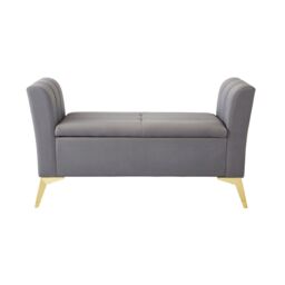 GFW Pettine Velvet Storage Ottoman Bench in Grey - thumbnail 3