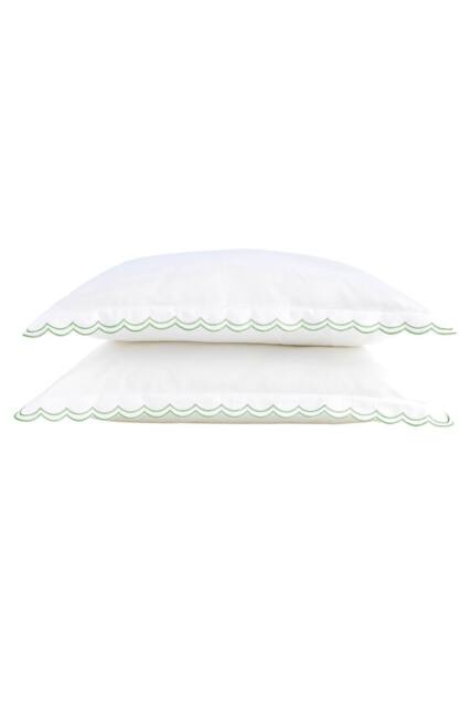 CHRISTY Scallop Edge Cotton Sateen Oxford Pillowcases in Green - image 1