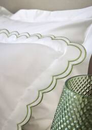 CHRISTY Scallop Edge Cotton Sateen Oxford Pillowcases in Green - thumbnail 5